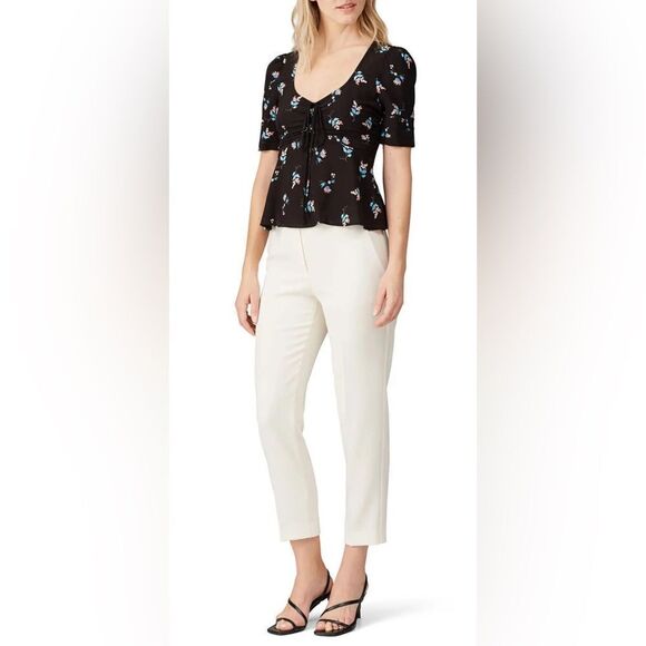 Diane Von Furstenberg Estelle Floral Blouse Top Size Small - Picture 1 of 9